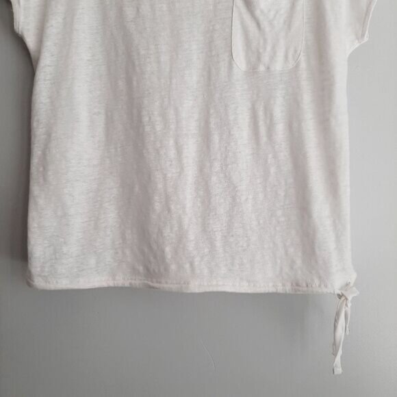 RW&CO Linen Top Semi-Sheer Floral Embroidered Yoke White Top Sz L - Picture 3 of 13